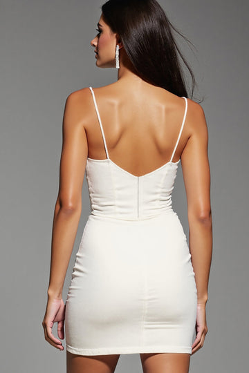 Ivory Corset Satin Bodycon Mini Cocktail Dress